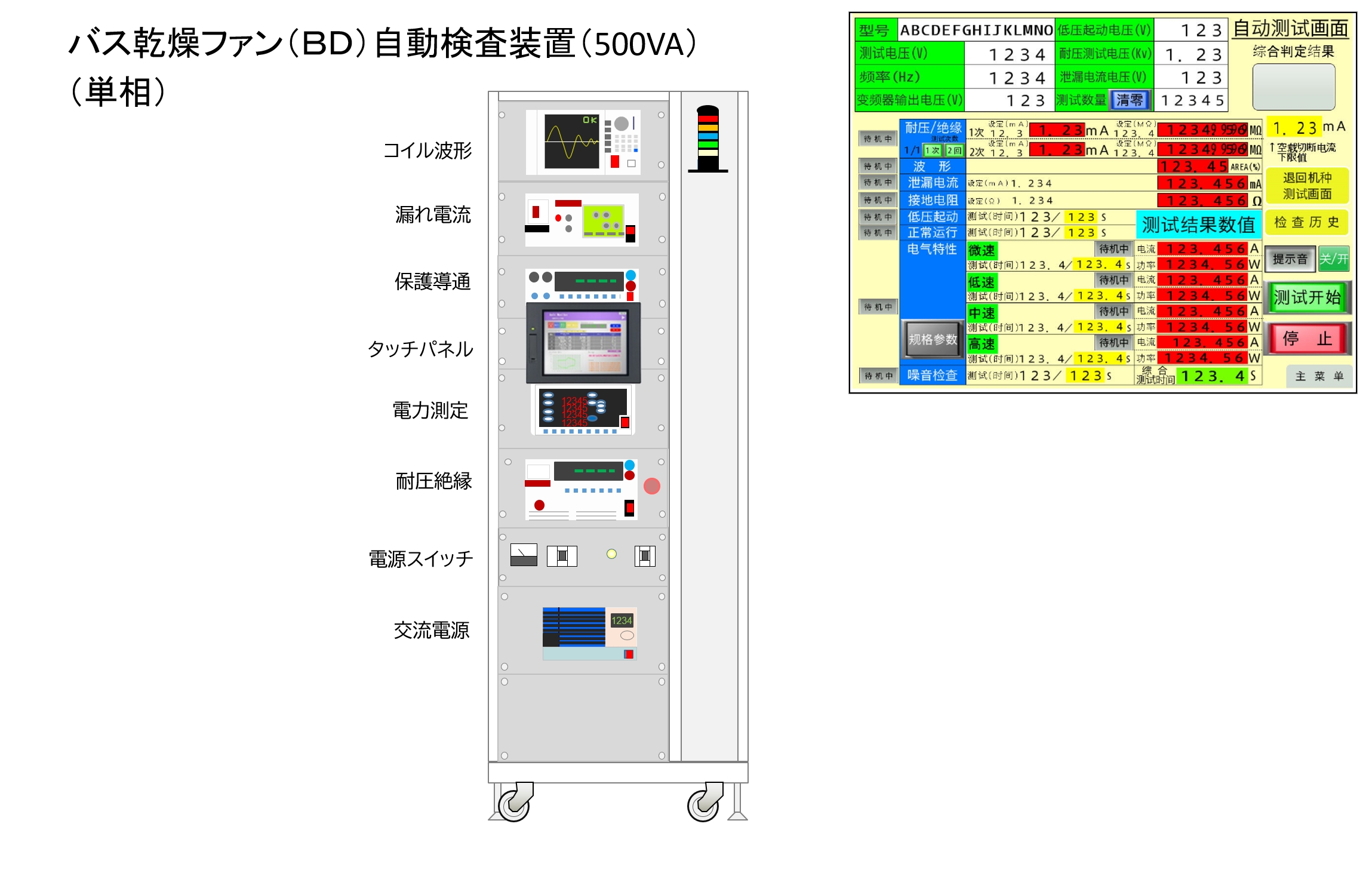 ビル用組込換気ファン自動検査装置