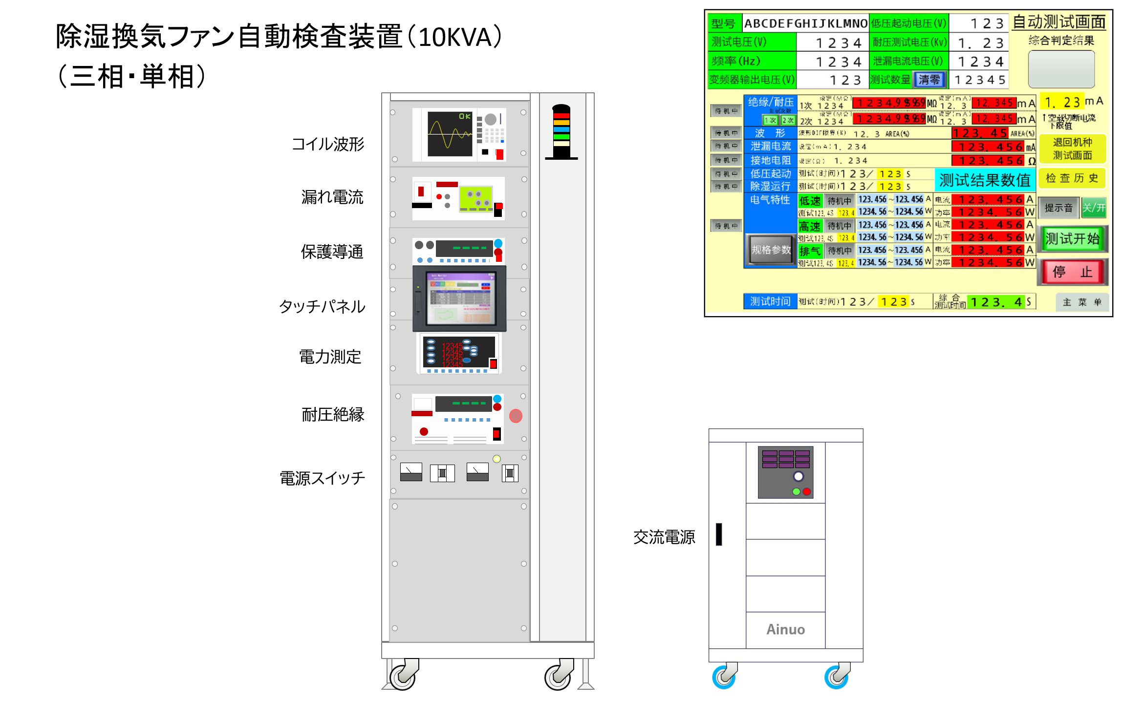 ビル用組込換気ファン自動検査装置